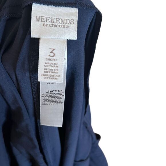 Weekends By Chico's Elastic Waist Pull-on Walking Shorts Navy Size 3 - Picture 5 of 7